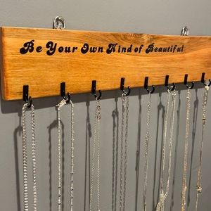 Hand Made wooden jewelry holder 8 hooks